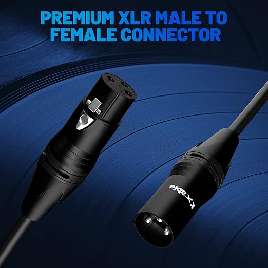XLR Microphone Cable 50 Feet, 3 Pin Shielded Balanced Male to Female Mic Cord, Zinc Alloy Shells, OFC, Heavy-Duty Patch Cable for Amplifier, Speaker, Mixer with 5 Cable Ties