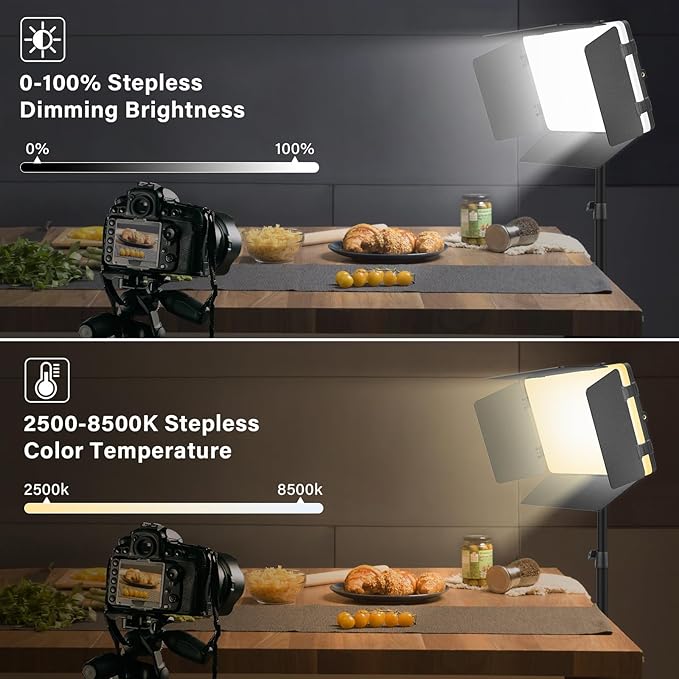 Led Video Light Panel Light with Barn Doors, 4000mAh Rechargeable Camera Lighting, 2500K-8500K Photo Light for Outdoor Indoor Photography Live Streaming Zoom Calls Video Recording