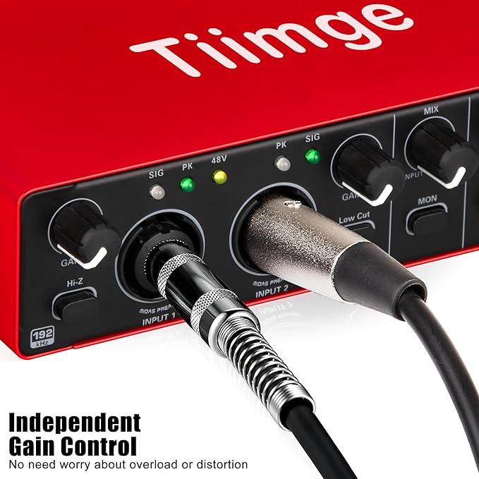 2x2 USB Audio Interface for PC, with 48V Phantom Power, 24Bit/192kHz High-Fidelity, Mic Preamplifier XLR/TSR/TS Ports, Compatible for Guitarist, Vocalist, Podcaster or Producer