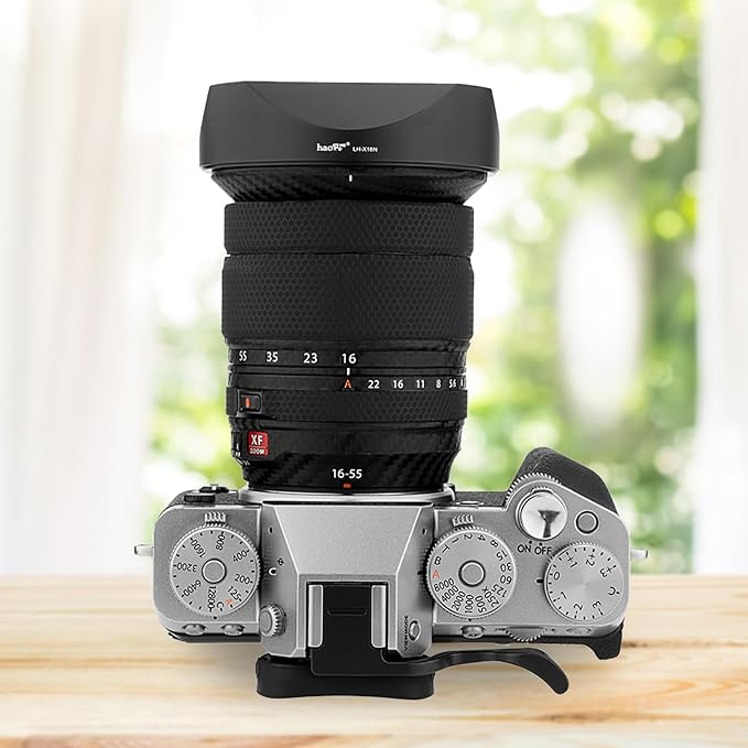 Haoge LH-X18N Bayonet Square Metal Lens Hood for Fujifilm Fuji XF 16-80mm F4 R OIS WR, Fujinon XF16-55mmF2.8 R LM WR II Lens Shade with Metal Cap