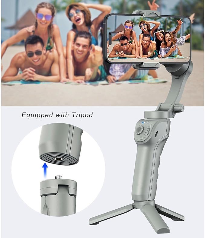 Yunseity Gimbal Stabilizer for Phone, M01 Foldable Phone Gimbal Built in Tripod & Fill Light, Bluetooth Selfie Stick, 3 Axis Handheld Stabilizer for iOS for Android Phones