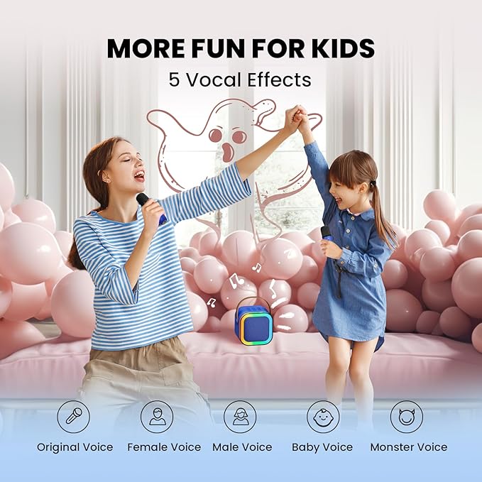 Mini Karaoke Machine for Kids, 2026 TOP Toys Birthday Gifts Ideas for Girls Ages 4, 5, 6, 7, 8, 9, 10, 12+ Years Old, Portable MP3 Player with 2 Wireless Mics for Family Home Party
