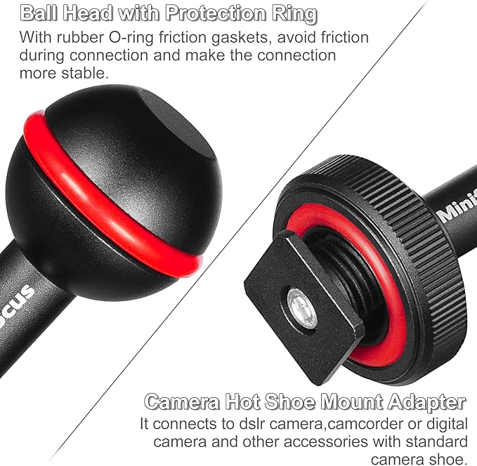 MINIFOCUS 1" Ball Head Cold Shoe Base Adapter, Universal Ball Joint Bracket with Cold Shoe Base Adapter for Diving Light Underwater Camera Waterproof Housings Case Video/Flash/Strobe Hot Shoes