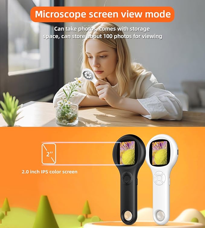 Microscope for Kids, Mini Pocket Handheld Kid Microscope for Toddlers, Educational Science Kit Toys, Christmas Birthday Gifts Toys for 3 4 5 6 7 8 9 10 Year Old - Panda