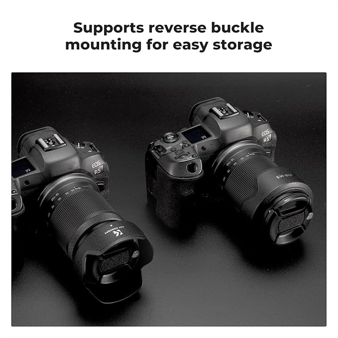 K&F CONCEPT Lens Hood Replacement of EW-60F Hood Compatible with Canon RF-S 18-150mm F3.5-6.3 is STM, EF-M 18-150mm F3.5-6.3 is STM Reversible Snap on Camera Lens Shade Fits 55mm Filters and Lens Cap