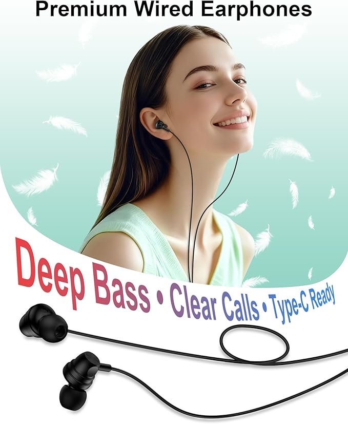 USB C Wired Ear Buds Earbuds for iPhone 17 16 15 Pro Max Air 16e Plus,in-Ear Earphones,USBC Headphones Wired Type C Earbuds Earphones for Samsung Galaxy S25 S24 A16 A17,Google Pixel, OnePlus, iPad