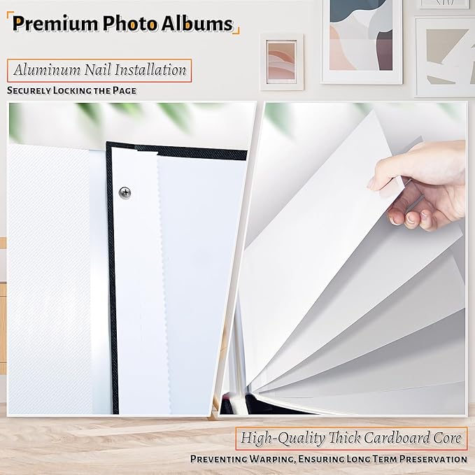Artfeel Photo Album Self Adhesive Scrapbook,Large Photo Book for 4x6,5x7,8x10 Pictures,DIY Album for Baby Wedding Family Travel Birthday,with Metallic Pen and Scraper