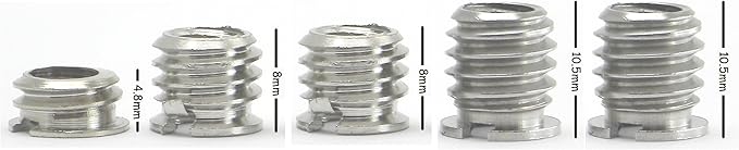1/4" to 3/8" Convert Screw 5 Pack (3 Different Lengths Adapter Set) Desmond Camera Tripod Bushings