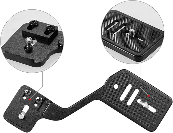 EBTOOLS Camera Flash Bracket, Portable Aluminum Alloy L Shape Mount with 1/4 Inch Screw for DSLR Cameras Flashes Microphones
