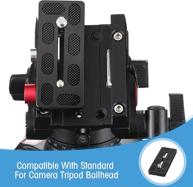 Frienda 2 Pieces Metal Quick Release Plate with 1/4''-20 Camera Screw Tripod Mount Plate Fits Standard for DSLR Camera Tripod Ball Head(Black,100mm 1/4''and 3/8'')