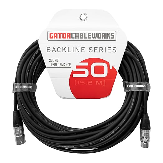 By Gator Cases Backline Series Standard 50 Foot XLR Microphone Cable, (GCWB-XLR-50)