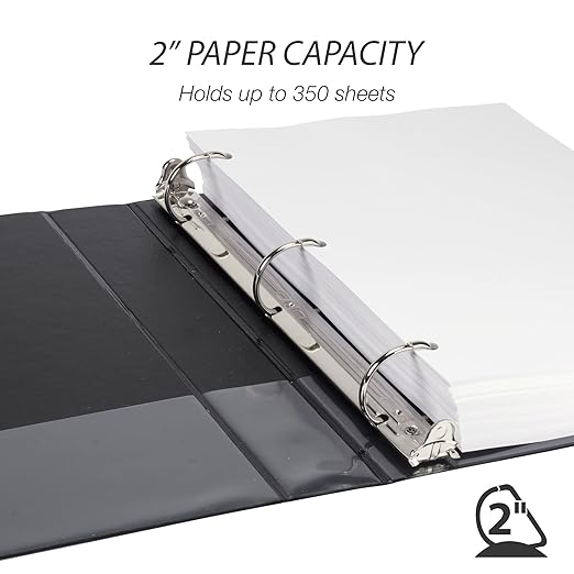 Samsill Durable 2 inch 3 Ring Binder, Made in USA, D Ring Binder, FSC 100% Recycled Chipboard, Basic Assortment, 4 Pack