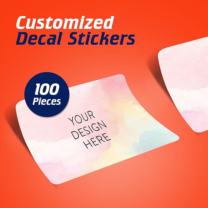 100 Custom Vinyl Stickers - Upload Your own Image, Text, Design, Logo - Personalized Logo Labels for Handmade, Packaging, Bottle, Jars, Candle, Brand Stickers (Watercolor, 5x3)