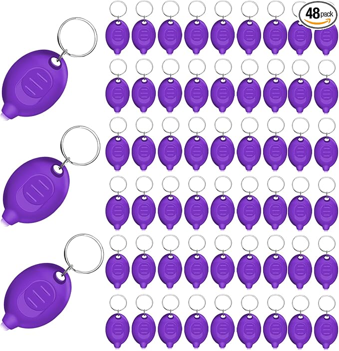 Mini UV Keychain Flashlight, Portable Black Light, 12 Lumen Ultra Bright Tiny Flashlight, Small Keychain Flashlight for Stain Detection & Scorpion Finder, Battery included (48PCS)