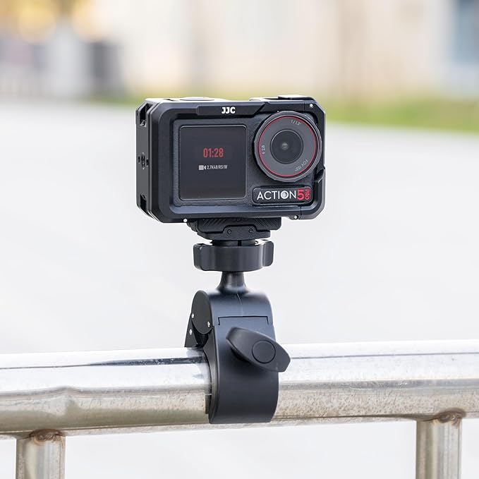 JJC Magnetic Bike Pole Mount for DJI Osmo 360 Action 5 4 3 Accessories, with Ball Head Mini Handlebar Bike Pole Mount Motorcycle Clamp Mount, Lightweight ABS Crab Pole Clamp for Round Pipe Tube Desk