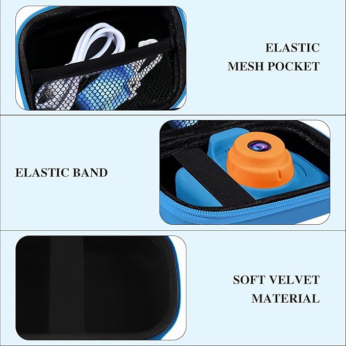Leayjeen Kids Camera Case Compatible with Seckton/Desuccus/SINEAU/Rindol Upgrade Kids Toys Camera and Kids Digital Video Cameras for Toddler,Christmas Gifts and Birthday Gifts for Boys-Blue(Case Only)