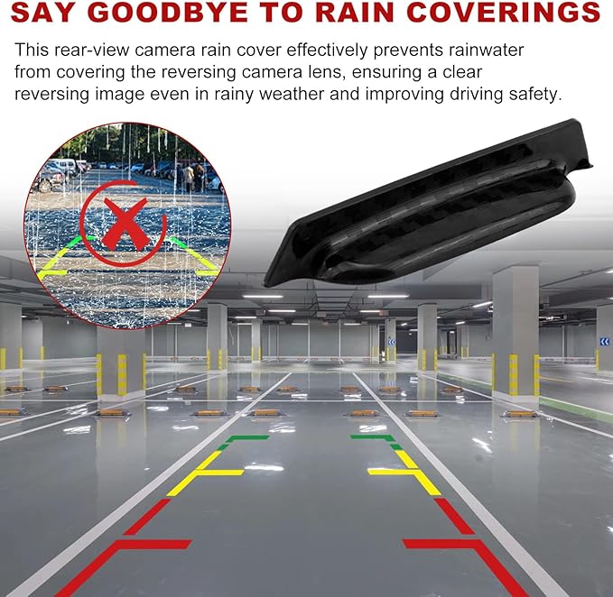 4pcs Car Rear View Camera Anti-Rain Cover, 2.95x0.49x0.46in/7.5x1.25x1.16cm Durable ABS Material Rear View Backup Camera Cover for Automotive Exterior Accessories(Black)