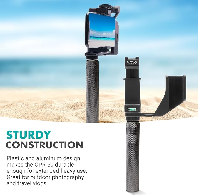 Movo Video Rig Compatible with The DJI OSMO Pocket 1, 2 - Includes Universal Smartphone Mount, Grip Handle, and 2 Cold Shoes for Mounting Microphone, Light - OSMO Pocket Microphone and Video Rig
