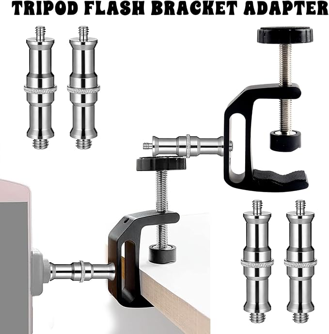 4pcs Standard 1/4 to 3/8 inch Metal Male Convertor Threaded Screw Adapter Tripod Spigot Stud for Studio Light Stand Ball Head Hotshoe/Coldshoe Adapter Flash Holder Wireless Flash Receiver Trigger
