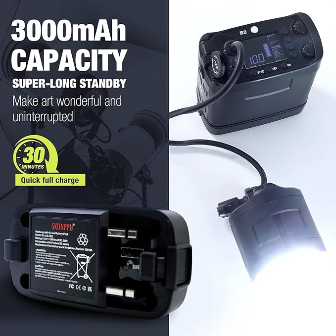 Replacement Li-ion Battery for 100396 Compatible with Profoto B2 Camera Flash 14.4 V 3000 mAh/43 Wh