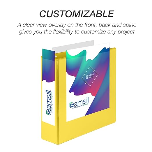 Samsill Durable 3 inch 3 Ring Binder, Made in USA, D Ring Binder, FSC 100% Recycled Chipboard, Yellow