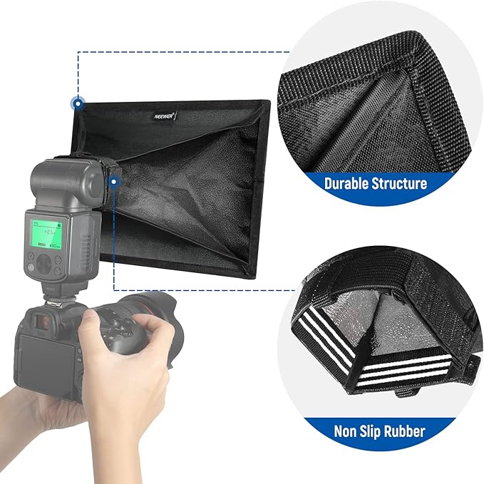 NEEWER Flash Diffuser Light Softbox 11" x 8", Universal, Collapsible with Storage Pouch Compatible with Canon Nikon Sony Godox Yongnuo NEEWER speedlight