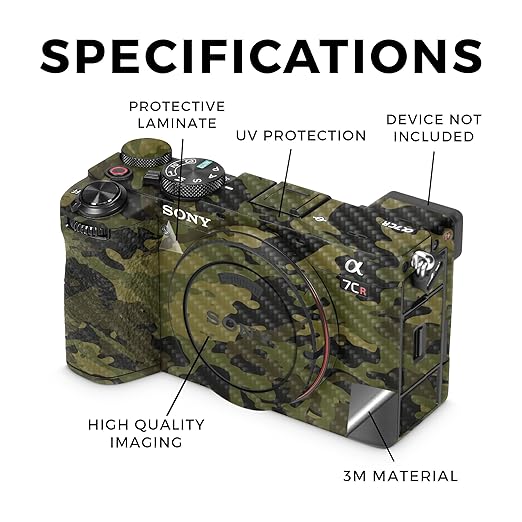 Carbon Fiber Camera Skin Compatible with Sony Alpha 7CR Camera (2023) - Green Camouflage - Premium 3M Vinyl Protective Wrap Decal Cover - Easy to Apply | Crafted in The USA by MightySkins