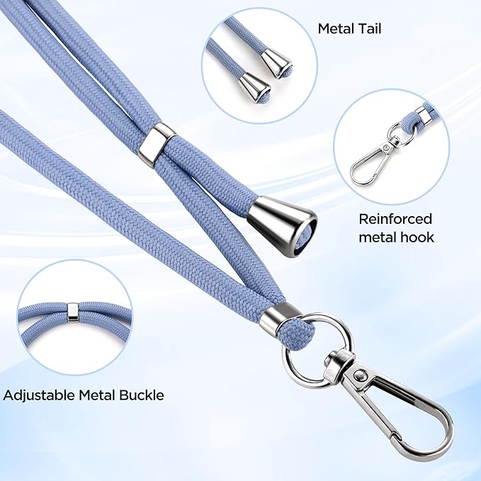 CACOE Phone Lanyard-2 PCS Adjustable Neck Strap,Universal Crossbody Multifuctional Cell Phone Lanyards Compatible with Most Smartphones(Black+Light Blue)