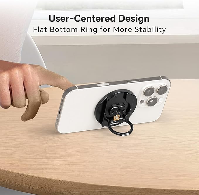 FANAUE Magnetic Phone Ring Holder, Cell Phone Finger Ring Grip Stand for MagSafe, Kickstand Smartphone Tripod Mount Adapter with 1/4" Screw Hole and Cold Shoe for iPhone 16/15/14/13/12 Pro Max