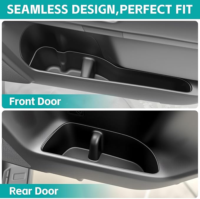 Door Side Storage Box Compatible with 2010-2024 Toyota 4Runner Accessories, Front & Rear 4PCS Door Handle Insert Organizer Tray, TPE Phone Pockets Cup Holder Fit for 4-Runner Accessories