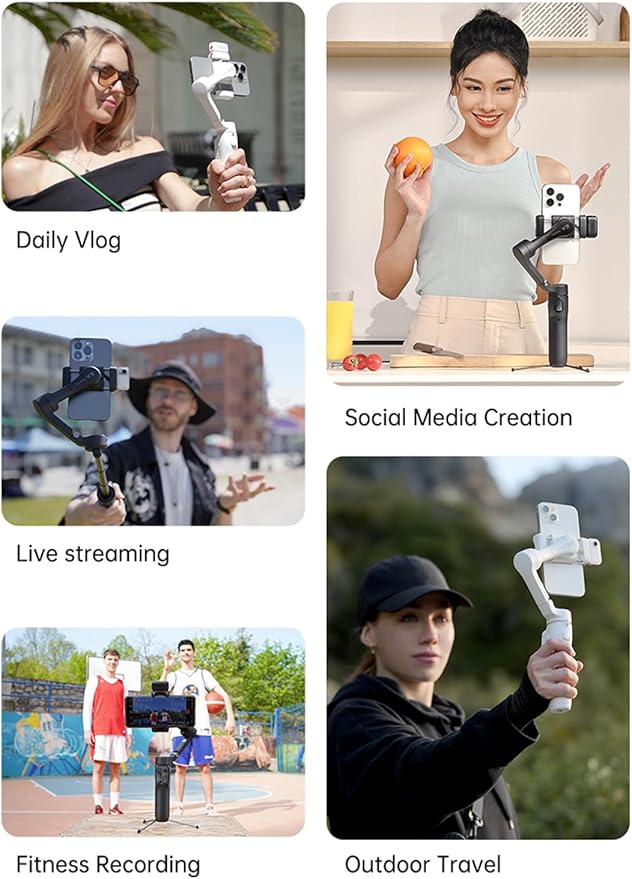 hohem iSteady V3 Gimbal Stabilizer for iPhone, Magnetic AI Tracker,Detached Remote,Built-in Tripod Extension Rod, 3-Axis Phone Gimbal Stabilizer for Smartphone Video Recording Vlog Live tiktok,Black