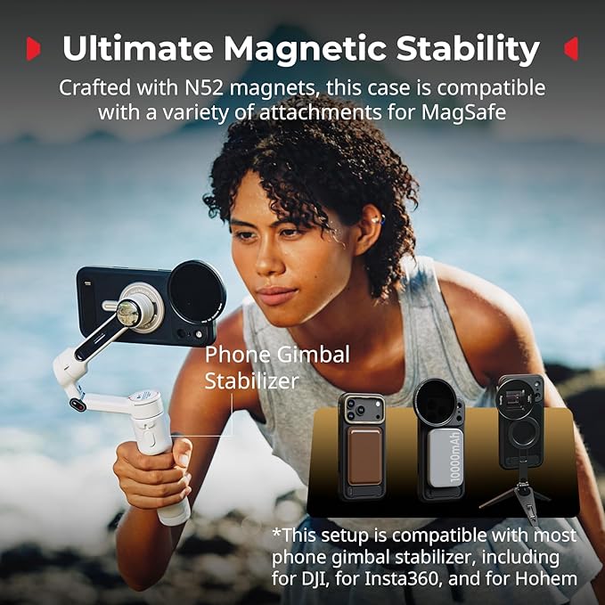 SMALLRIG FilMov Phone Case Kit for iPhone 17 Pro, Magnetic Phone Case with Adjustable Kickstand, Lens Backplate, Support for MagSafe, for Phone Gimbal Stabilizer, for DJI, for Insta360, Black-5549