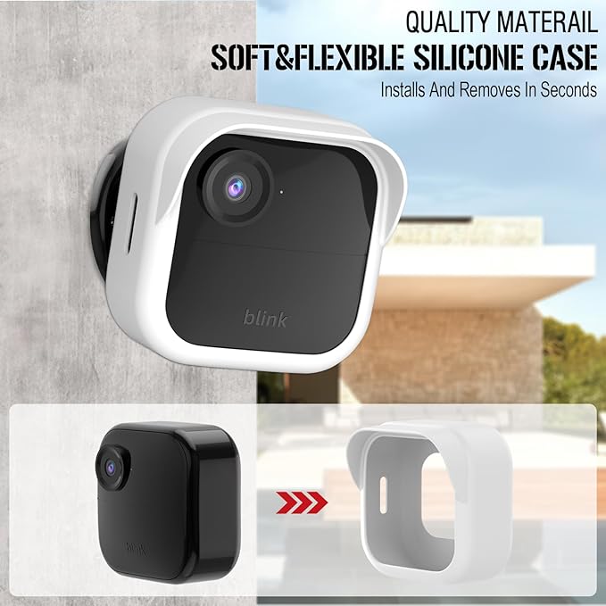 Silicone Skin Case/Cover for Blink Outdoor 4 (4th Gen) - Weatherproof Silicone Case with Brim for Full Camera Protection, Blink Outdoor 4 Smart Security Camera Accessories (White, 3 Pack)