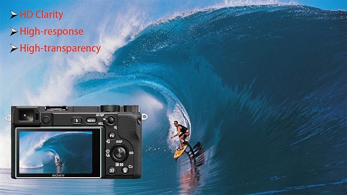 Screen Protector for Sony Alpha A6400 A6600 A6000 A6600 A6300 A5000 Camera with Hot Shoe Cover, 0.3mm High Definition 9H Hardness Optical LCD Premium Glass Protective Cover [3 Pcs]