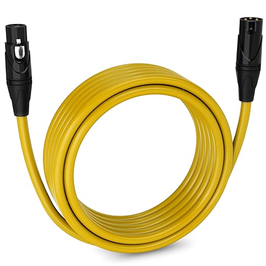 LyxPro 20 Feet XLR Microphone Cable Balanced Male to Female 3 Pin Mic Cord for Powered Speakers Audio Interface Professional Pro Audio Performance and Recording Devices - Yellow