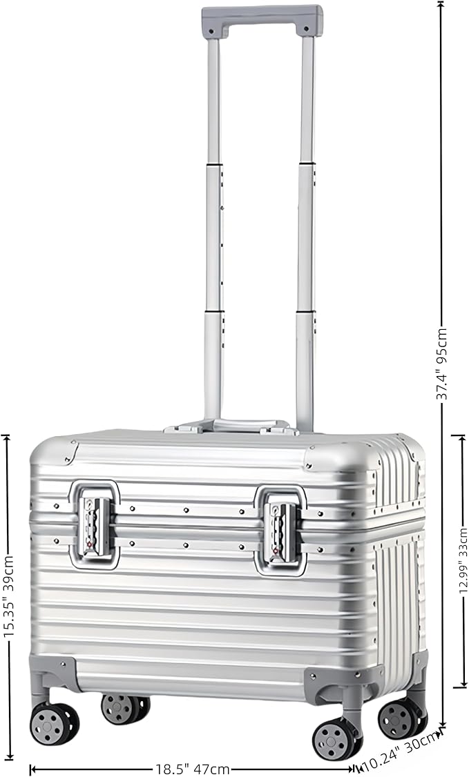 Full Aluminum Camera Carry-On Luggage DSLR Shockproof TSA lock Photography Gear Case with Removable Dividers & 360° detachable Wheels Luggage Rolling camera bag Camera storage case (silver)