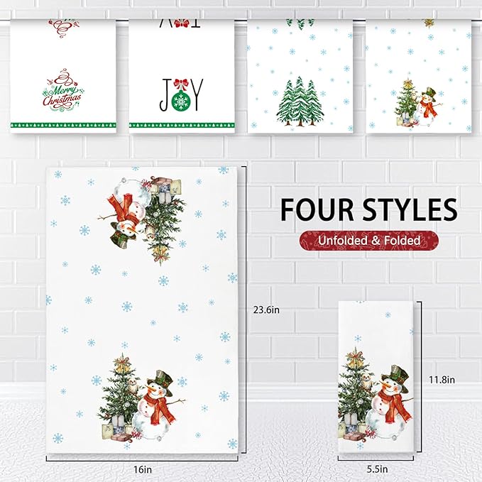 Nialnant Christmas Kitchen Towels, Farmhouse Hand Towels for Housewarming Gift Christmas Decorations Indoo,Tea Towels-16 x 23.6 Inch