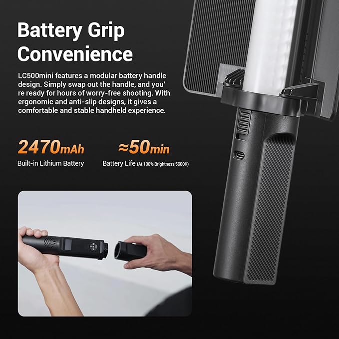 Godox LC500R Mini RGB LED Video Light Stick Lighting, 2500K-8500K Adjustable, CRI 95 TLCI 96 Accurate Color, 360° Full-Color LED Light, 15 FX Lighting Effects, 0-100% Dimmable Support APP Control