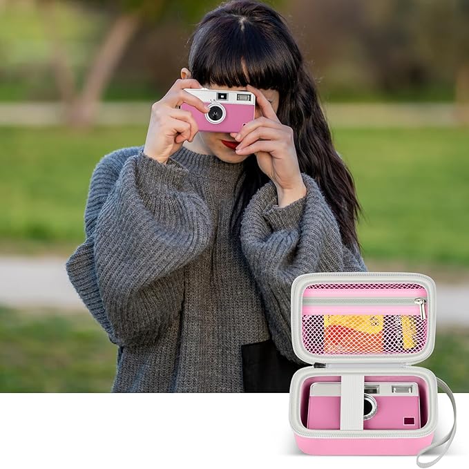 Grapsa Digital Camera Case Compatible with KODAK EKTAR H35 H35N Half Frame Film Camera, Storage Holder Organizer for Kodak Ultra F9 M35 M38 Paper Shoot kamera, 35mm Film Rolls (Box Only) -Pink
