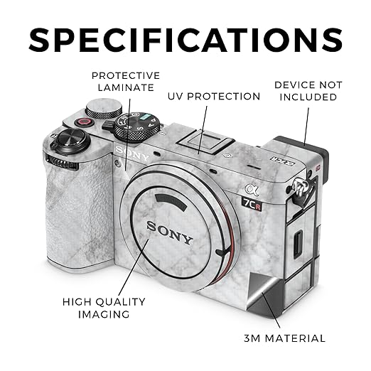 Carbon Fiber Camera Skin Compatible with Sony Alpha 7CR Camera (2023) - Frost Marble - Premium 3M Vinyl Protective Wrap Decal Cover - Easy to Apply | Crafted in The USA by MightySkins