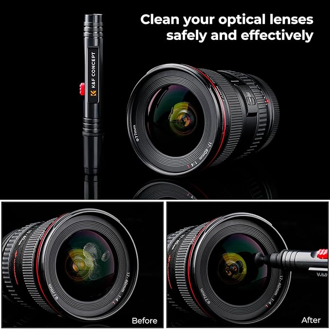 K&F CONCEPT Professional Lens Cleaning Pen with Soft Brush, Carbon Head Lens Cleaning Pen Compatible with Canon, Nikon, Pentax, Sony Digital Camera Cleaning,AR VR Glasses Cleaning