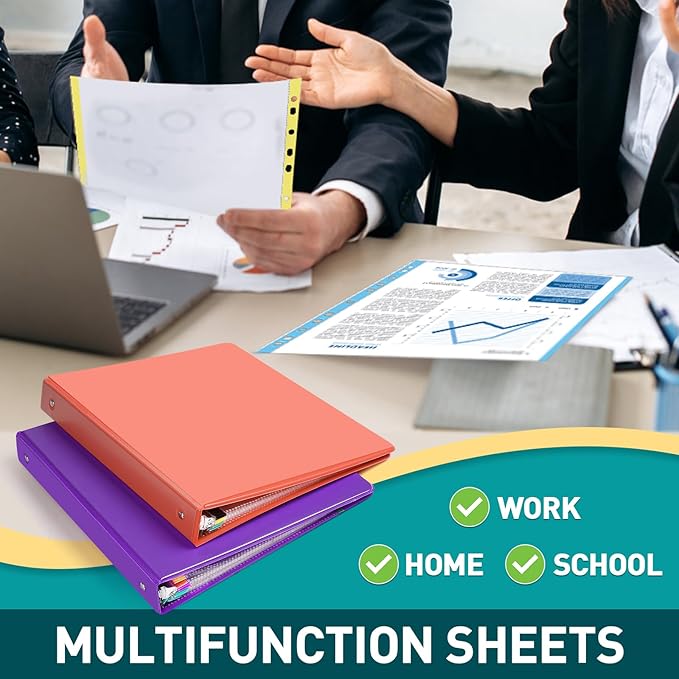 Sheet Protectors, PANDRI 600 Pack Color Heavy Duty Plastic Page Protectors Sheet Reinforced 11-Hole Fit for 3 Ring Binder Fits Standard 8.5 x 11 Paper, 9.25 x 11.25 Top Loaded, Excluding Acid