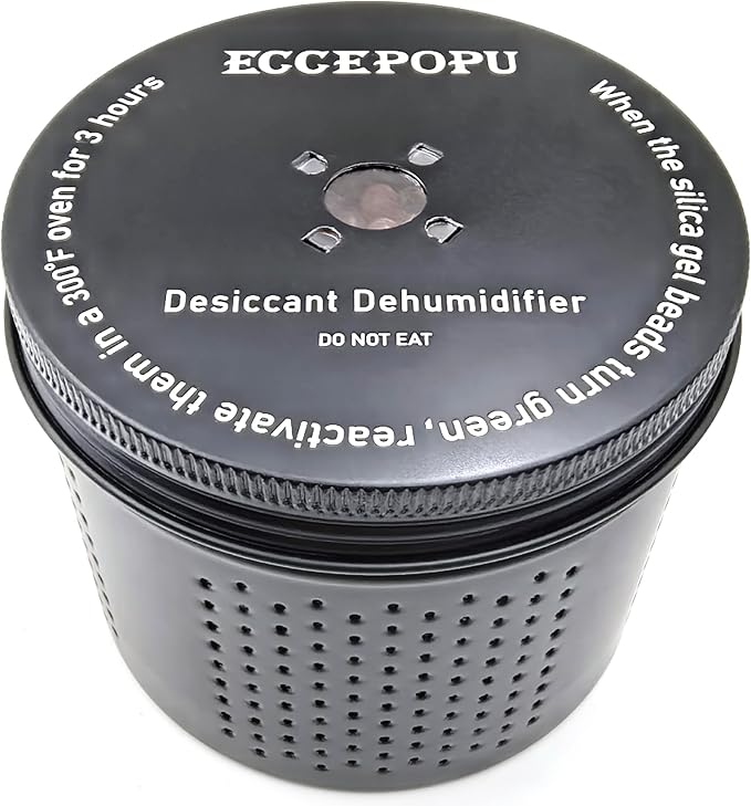 Gun Safe Dehumidifier 200g - Silica Gel Desiccant Canister, Moisture Absorber for Gun Cabinets & Safes, Protect 27 Cubic Feet, Black, Aluminum Shell