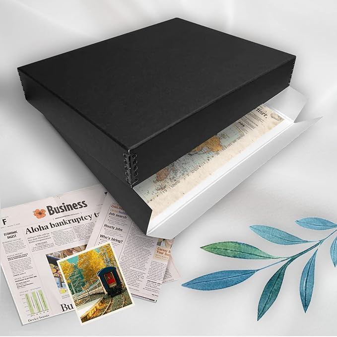 Golden State Art, Acid-Free Archival 13x19 Inches Metal Edge Drop Front Museum Photo Storage Box, Preserve Documents, Prints, Pictures, Photographs, Arts And Crafts, Black