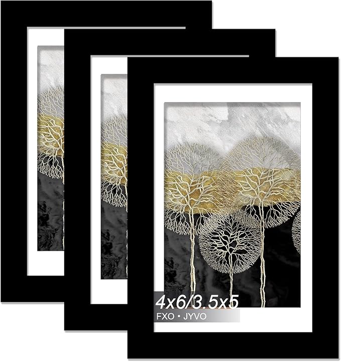 4x6 Picture Frame Set of 3, Display Photo 3.5x5 with Mat or 4 x 6 Without Mat, Light Weight and High Transparent 4 by 6 Frame for Wall - 3 Pack/Black/4"x6"