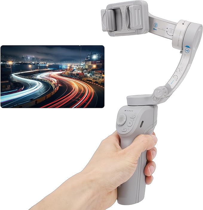 Phone Gimbal Stabilizer, 3 Axis Smartphone Foldable Handheld Gimbal, Smart AI Tracking Anti Shake Vlogging Stabilizer for Video Recording