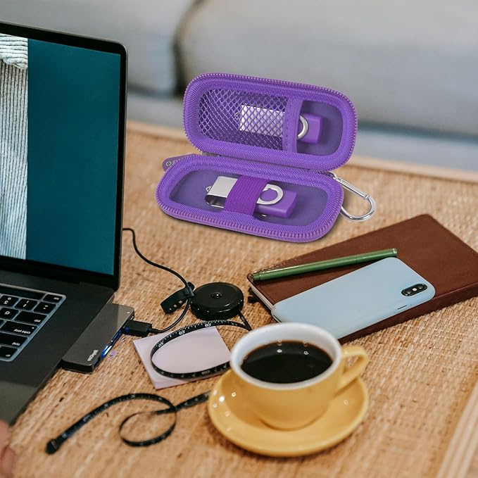 USB Flash Drive Case, SD Card Holder Compatible with Thumb Drive, Memory Cards, SDXC SDHC Storage Bag, Electronic Accessories Organizer for SanDisk for Samsung for Inland (Purple)