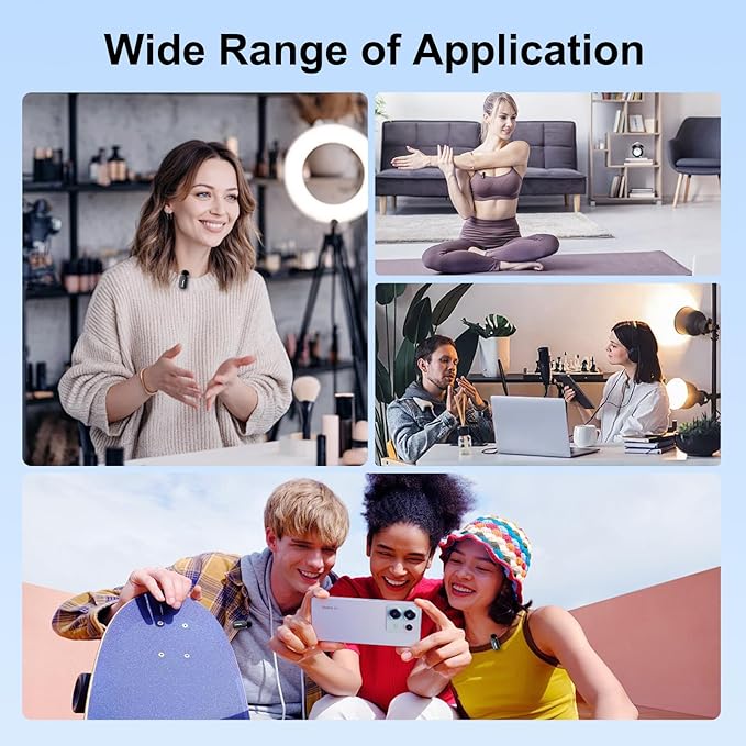 Mini Wireless Microphone for iPhone Android Tablets, Lapel Mic with Noise Reduction, 30h Charging Case, 3 Voice Changer, Plug & Play Mini Mic for iPhone Vlogging, Video Recording, Podcast