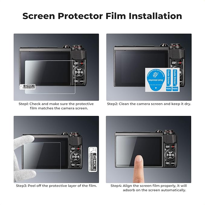 K&F CONCEPT 3 Pack Camera Screen Protector Compatible with Canon G7X II, 0.3mm 9H Hardness Tempered Glass Cover Anti-Scratch Bubble-Free