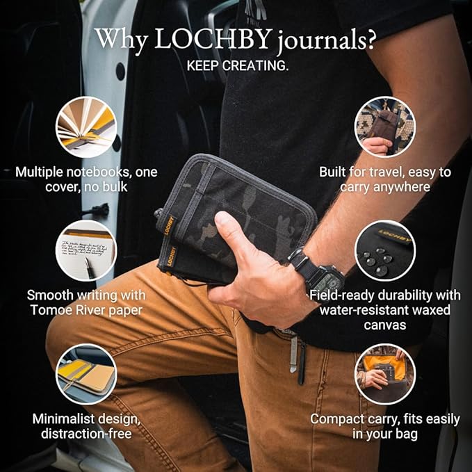 LOCHBY® Pocket Journal | Tomoe River 3.5" x 5.5" Notebook | Waxed Canvas | Ideal for Travelers & Daily Use, Fits Field Notes, Moleskine Cahier